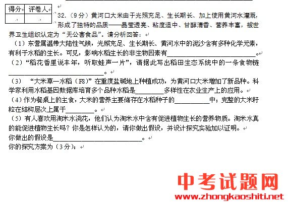 2012東營(yíng)中考生物試卷